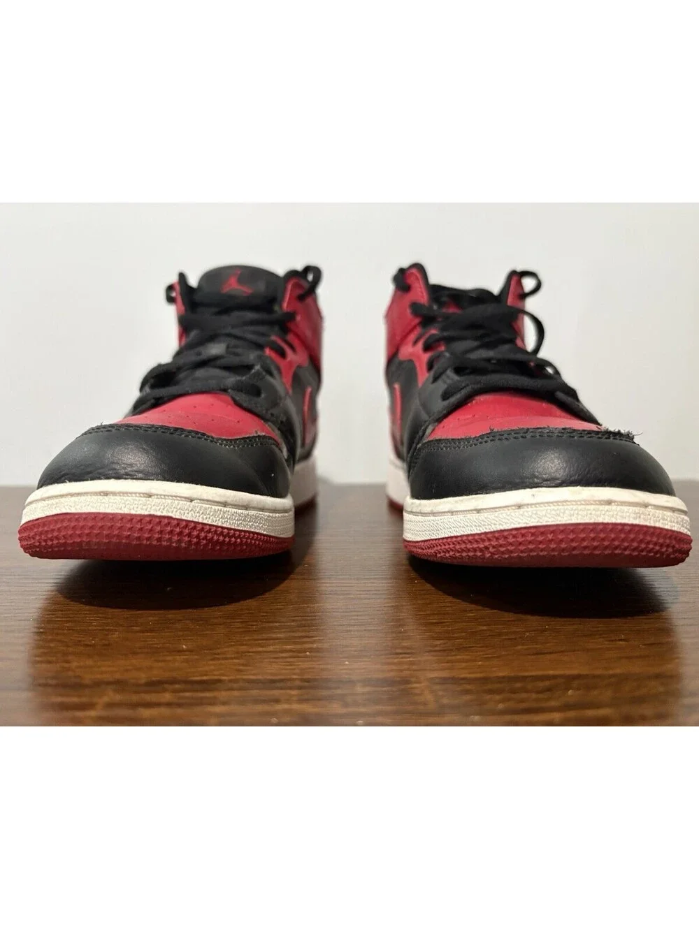 Nike Air Jordan 1 Kids 7YLeather Sneakers Black/Red Unisex Kids